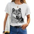 Dog Fingerprint Shiba Inu Dad Mom Gray T-shirt Frauen