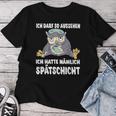 Ich Darf So Aussehen Ich Hatte Spätschicht Coffee Owl T-shirt Frauen Lustige Geschenke