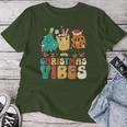 Vintage Groovy Christmas Santa Claus Christmas Vibes Women T-shirt Funny Gifts