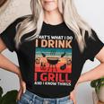 Damen Bbq Beer Freedome Das Ist Was Ich Trinke Und Weiß Dinge Mit-Ausschnitt T-shirt Frauen Geschenke für Sie