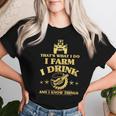 Damen Das Ist Was Ich Mache Farm Drink Beer Ich Weiß Dinge Mit-Ausschnitt T-shirt Frauen Geschenke für Sie