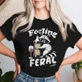 Feeling Feral Opossum Raccoon And Wine Feral Girl Summer Women T-shirt Gifts for Her