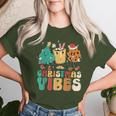 Vintage Groovy Christmas Santa Claus Christmas Vibes Women T-shirt Gifts for Her