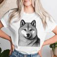 Dog Fingerprint Shiba Inu Dad Mom Gray T-shirt Frauen Geschenke für Sie