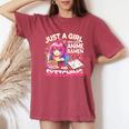 Just A Girl Who Loves Anime Ramen And Sketching Japan Anime Women's Oversized Comfort T-Shirt Blue Jean