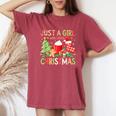 Just A Girl Who Loves Christmas Holiday Vibes Xmas Women's Oversized Comfort T-Shirt Blue Jean