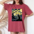 Cat Starry Night Van Gogh For Cat Lover Cat Mom Cat Dad Women's Oversized Comfort T-Shirt Crimson