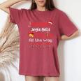 Jingle Bells Jingle Bells Teaching All The Way Xmas Teacher Women's Oversized Comfort T-Shirt Crimson