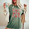Candy Cane Christmas Coquette Holiday Christmas Women Women's Oversized Comfort T-Shirt Moss