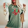 Christmas Mama Coquette Bow Mama Claus Christmas Tree Cake Women's Oversized Comfort T-Shirt Moss