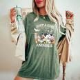 Just A Girl Who Loves Animals For Girls Who Love Animals Women's Oversized Comfort T-Shirt Moss