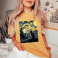 Cat Starry Night Van Gogh For Cat Lover Cat Mom Cat Dad Women's Oversized Comfort T-Shirt Mustard