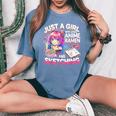 Just A Girl Who Loves Anime Ramen And Sketching Japan Anime Women's Oversized Comfort T-Shirt Blue Jean