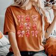 Candy Cane Christmas Coquette Holiday Christmas Women Women's Oversized Comfort T-Shirt Crimson