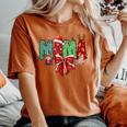 Christmas Mama Coquette Bow Mama Claus Christmas Tree Cake Women's Oversized Comfort T-Shirt Crimson