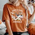 Just A Girl Who Loves Animals For Girls Who Love Animals Women's Oversized Comfort T-Shirt Crimson