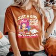 Just A Girl Who Loves Anime Ramen And Sketching Japan Anime Women's Oversized Comfort T-Shirt Crimson