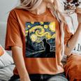 Cat Starry Night Van Gogh For Cat Lover Cat Mom Cat Dad Women's Oversized Comfort T-Shirt Yam