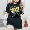 Cat Starry Night Van Gogh For Cat Lover Cat Mom Cat Dad Women's Oversized Comfort T-Shirt Black
