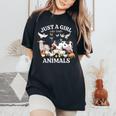Just A Girl Who Loves Animals For Girls Who Love Animals Women's Oversized Comfort T-Shirt Black
