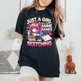 Just A Girl Who Loves Anime Ramen And Sketching Japan Anime Women's Oversized Comfort T-Shirt Black