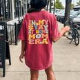 In My Stay At Home Mom Era Retro Groovy Stay At Home Mom Women's Oversized Comfort T-Shirt Back Print Crimson