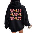 Coquette Pizza Cute Pink Bows Aesthetic Girl Women Oversized Hoodie Back Print Black