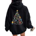 Dna Christmas Tree Science Puns Christmas Teacher Women Oversized Hoodie Back Print Black