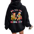 Christmas Nurse Gingerbread Man Did You Try Icing It Women Oversized Hoodie Back Print Black