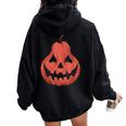 Scary Pear Pumpkin Jack O Lantern Halloween Women Oversized Hoodie Back Print Black