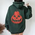 Scary Pear Pumpkin Jack O Lantern Halloween Women Oversized Hoodie Back Print Forest