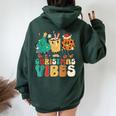 Vintage Groovy Christmas Santa Claus Christmas Vibes Women Oversized Hoodie Back Print Forest