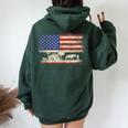Cowboy Horse Riding Us American Flag 4Th Of July Rodeo Men Women Oversized Hoodie Back Print Navy Blue