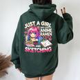 Just A Girl Who Loves Anime Ramen And Sketching Japan Anime Women Oversized Hoodie Back Print Navy Blue