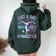 Just A Girl Who Loves Gymnastics Gymnast Gymnastics Girls Women Oversized Hoodie Back Print Navy Blue