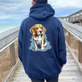 Adorable Beagle Pet Portraits Capture Puppy Love Women Oversized Hoodie Back Print Navy Blue
