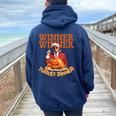 Donald Trump Winner Chicken Dinner President Trump Women Oversized Hoodie Back Print Navy Blue