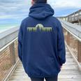 Forest Trees Nature Outdoors Retro Vintage Graphic Women Oversized Hoodie Back Print Navy Blue