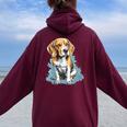 Adorable Beagle Pet Portraits Capture Puppy Love Women Oversized Hoodie Back Print Maroon