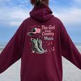 Cette Fille Aime La Musique Country Texas Boot Cowgirl Music Lover Sweat à capuche oversize pour femme avec imprimé dans le dos Maroon