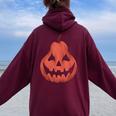 Scary Pear Pumpkin Jack O Lantern Halloween Women Oversized Hoodie Back Print Maroon