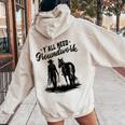 Y'all Need Groundwork Horse Equestrian Western Women Oversized Hoodie Back Print Sand