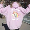 Grande Soeur Bébé Licorne Pour Fille Sweat à capuche oversize pour femme avec imprimé dans le dos Light Pink