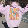 In My Stay At Home Mom Era Retro Groovy Stay At Home Mom Women Oversized Hoodie Back Print Light Pink
