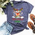 Peds Nurse Boo Crew Reindeer Nurse Buffalo Plaid Christmas Bella Canvas T-shirt Heather Navy