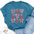 Candy Cane Christmas Coquette Holiday Christmas Women Bella Canvas T-shirt Heather Deep Teal