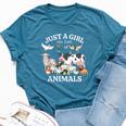 Just A Girl Who Loves Animals For Girls Who Love Animals Bella Canvas T-shirt Heather Deep Teal