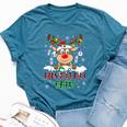 Peds Nurse Boo Crew Reindeer Nurse Buffalo Plaid Christmas Bella Canvas T-shirt Heather Deep Teal