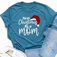 First Christmas As A Mom Family Matching New Mommy Xmas Bella Canvas T-shirt Heather Navy
