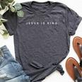 Jesus Is King Subtle Christian Minimalist Religious Bella Canvas T-shirt Heather Dark Grey